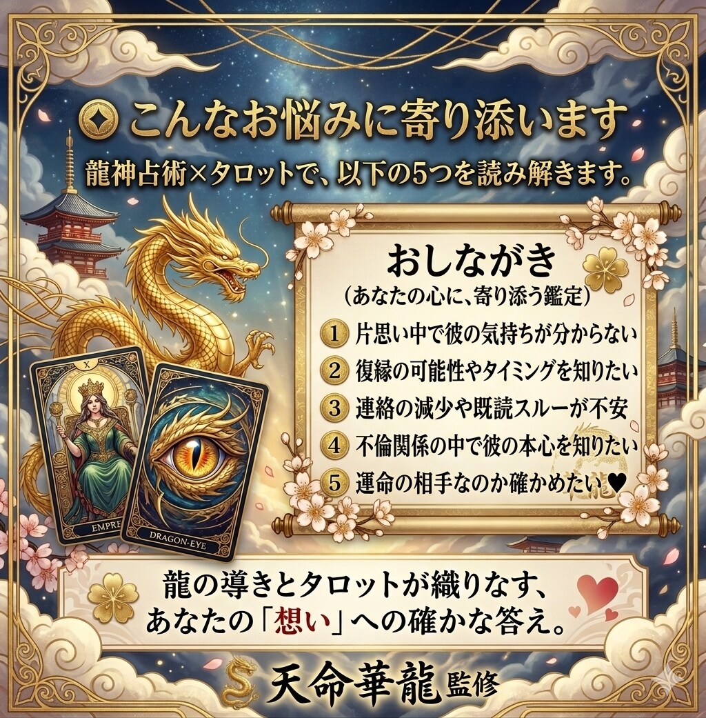 片思い・復縁★龍神が彼の本心を鑑定します 守護龍が視る、彼の本音・二人の運命・あなたが今すべきこと イメージ7