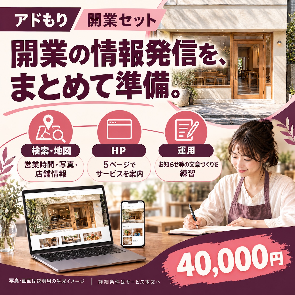 開業セット｜HP＋Googleマップ設定を作ります HP・Googleマップ・AI活用60分を開業前にまとめて イメージ2
