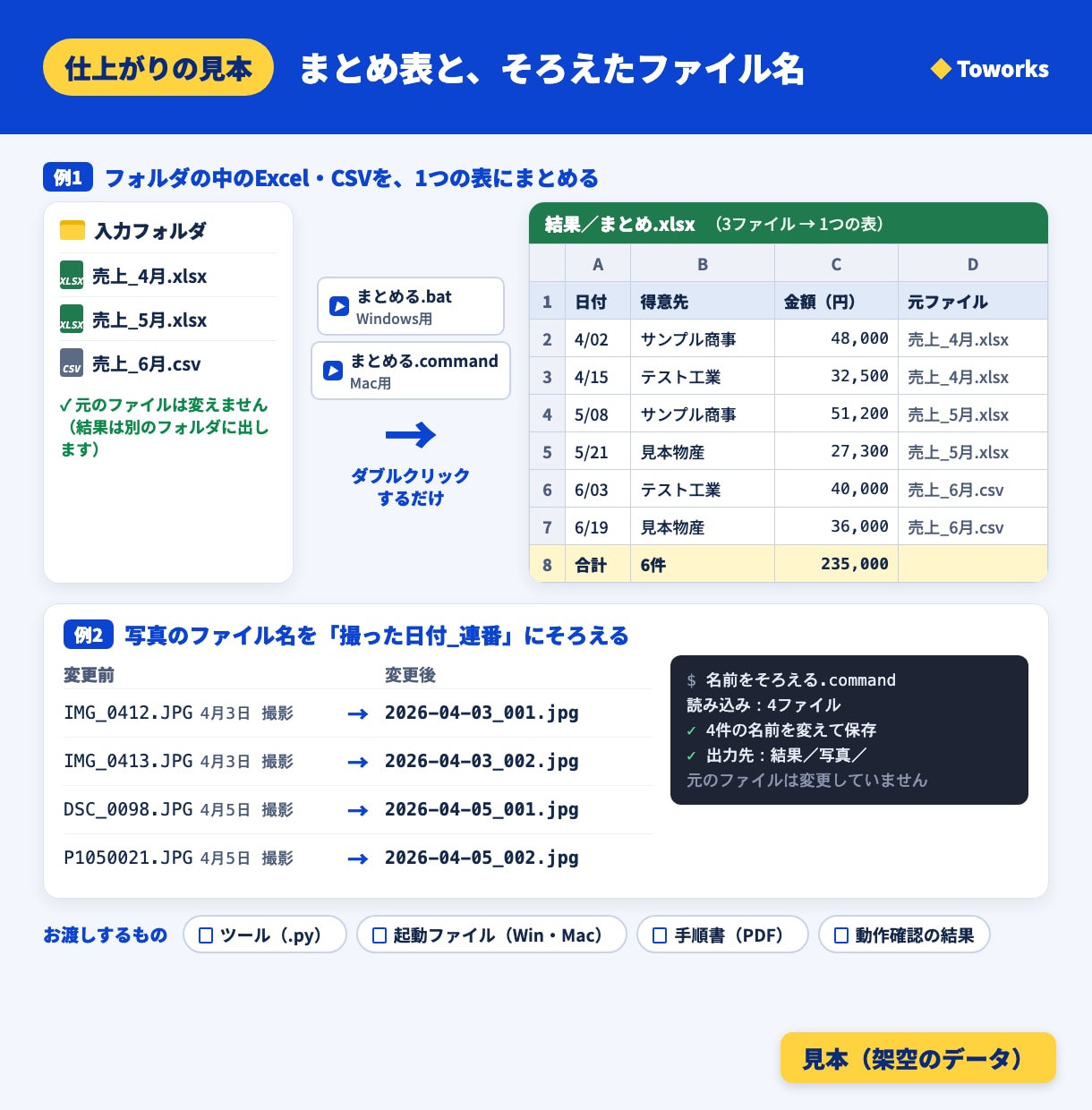 Excel結合・ファイル名変更を自動化します Pythonの小さなツール。次からはダブルクリックするだけ イメージ2