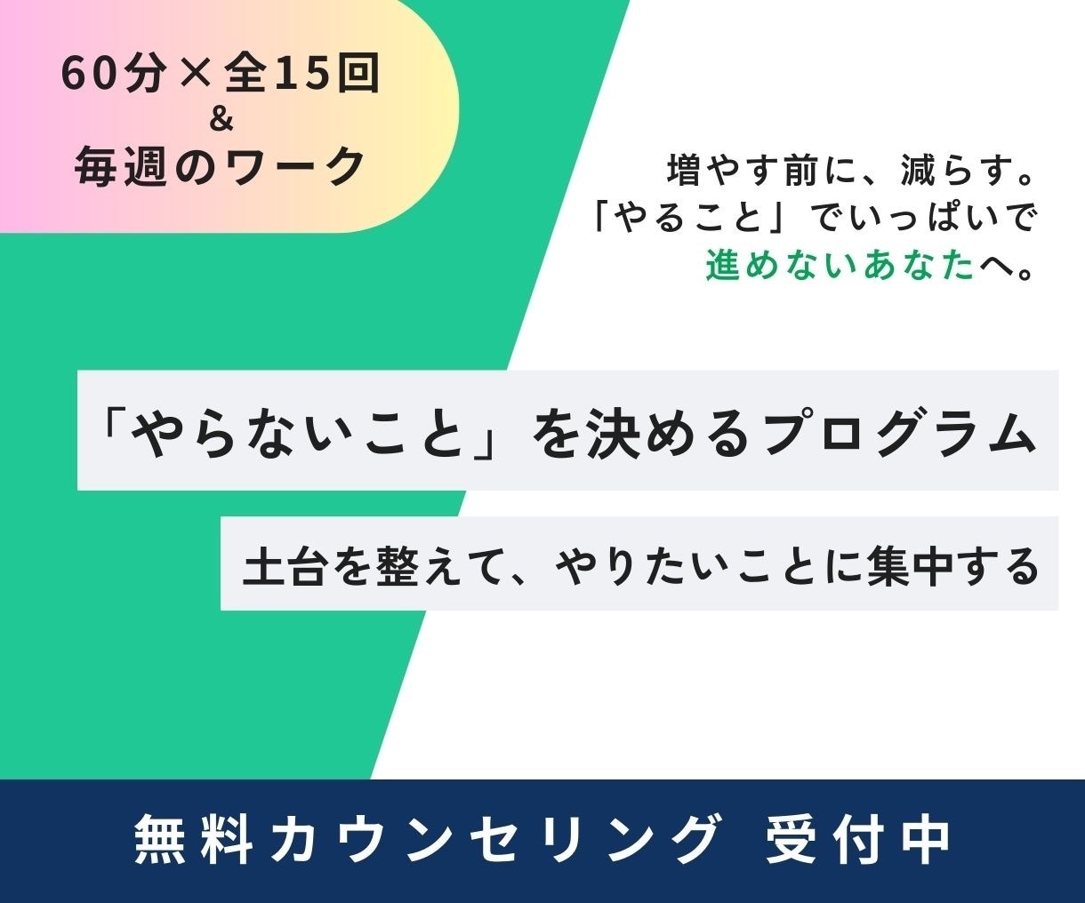 本体プログラム検討者向け｜体験相談を提供します やらないことを決めるプログラム購入前の不安解消、進め方の確認 イメージ1
