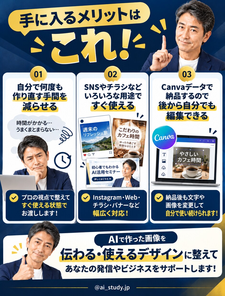 AI画像を伝わる・使えるデザインに整えます 文字崩れ・見づらさを整えSNSやチラシに活かせます イメージ4