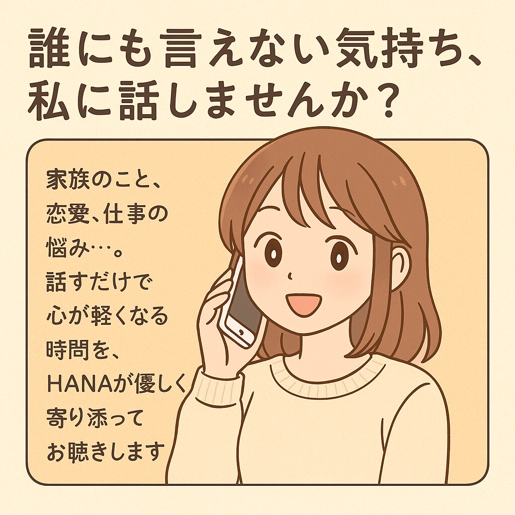 話すだけで気持ちが整理される時間を提供します 身近な人に話せない悩みやモヤモヤを、安心して出せる時間です イメージ1