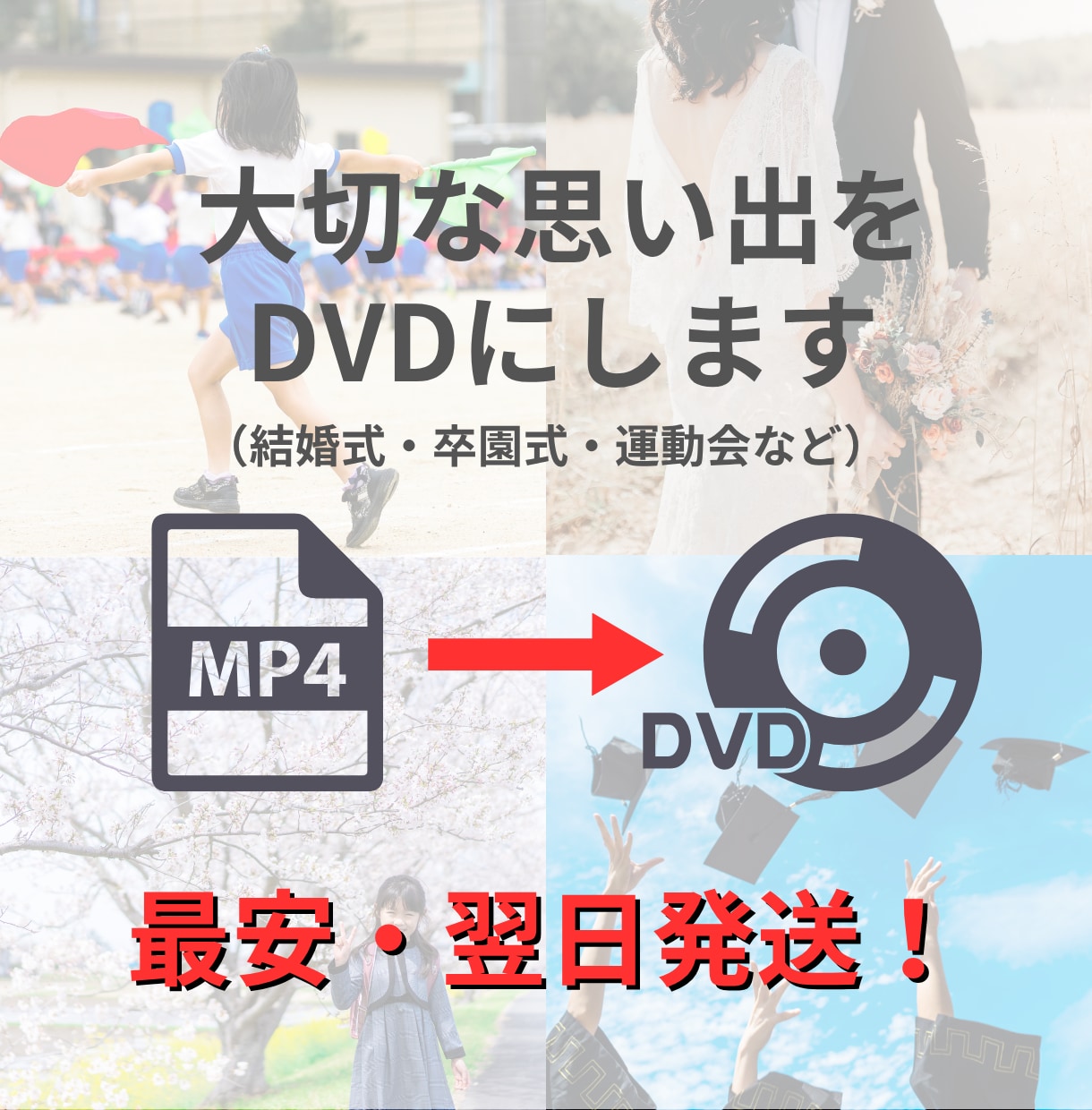 ココナラ最安値！結婚式ムービーをDVD化します 卒園式など自作の動画もお任せください！ イメージ1
