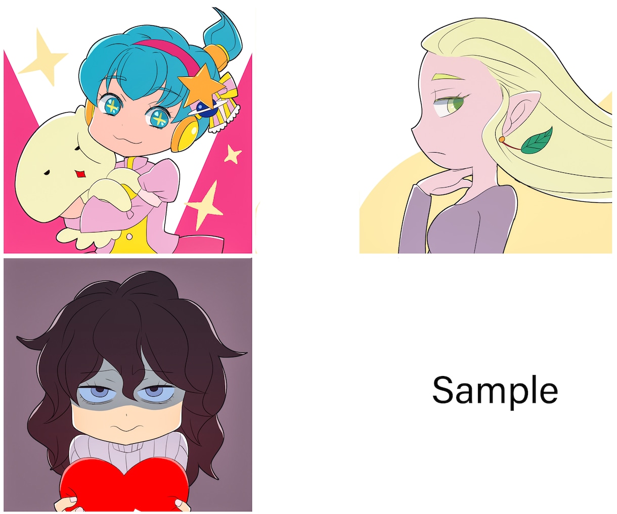 割引中★個性を生かしたポップデフォルメ女子描きます SNSやブログのアイコン、その他イラストを必要としている方へ イメージ2