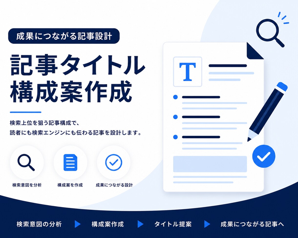 SEO記事のタイトル・見出し構成を提案します 実務経験者がクリックされる構成を設計します イメージ1