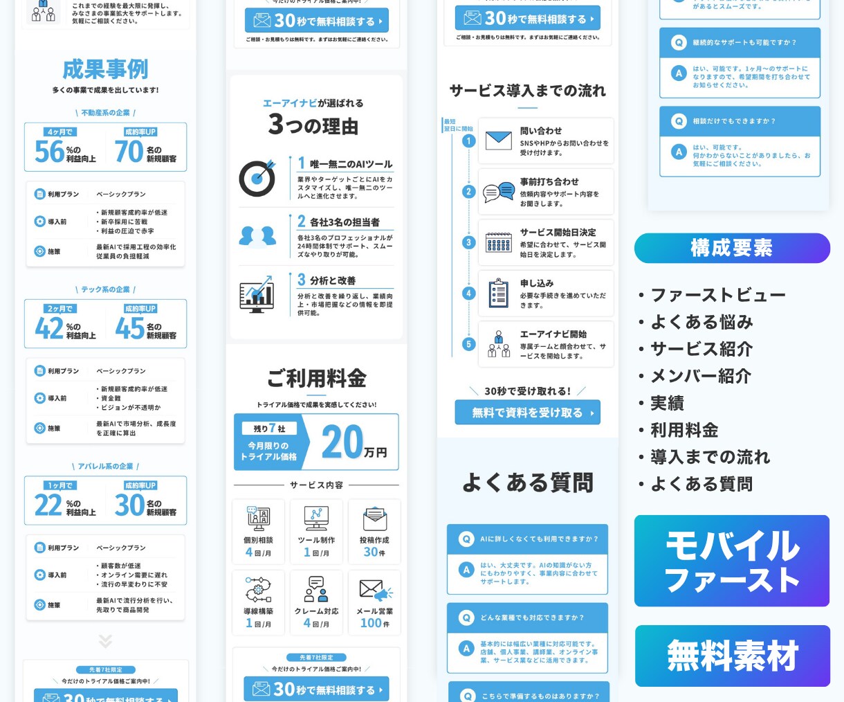 スマホ特化！AI用LPテンプレートを販売します 自由に編集可能！無料素材のみ使用！『AIビジネス』 イメージ4