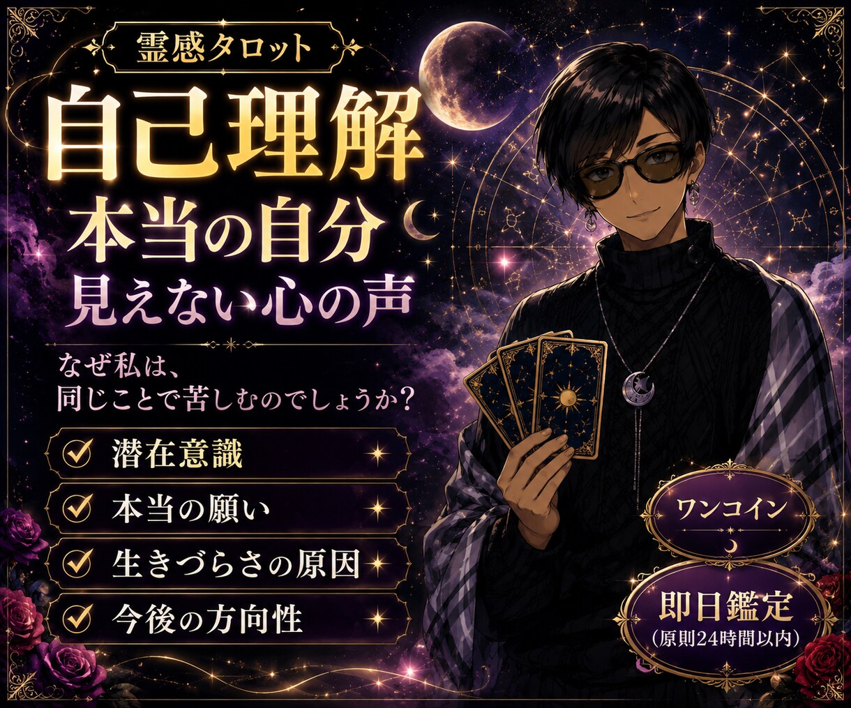 霊感タロットで本当の自分を読み解きます ワンコインで見えない心の声を読み解きます イメージ1