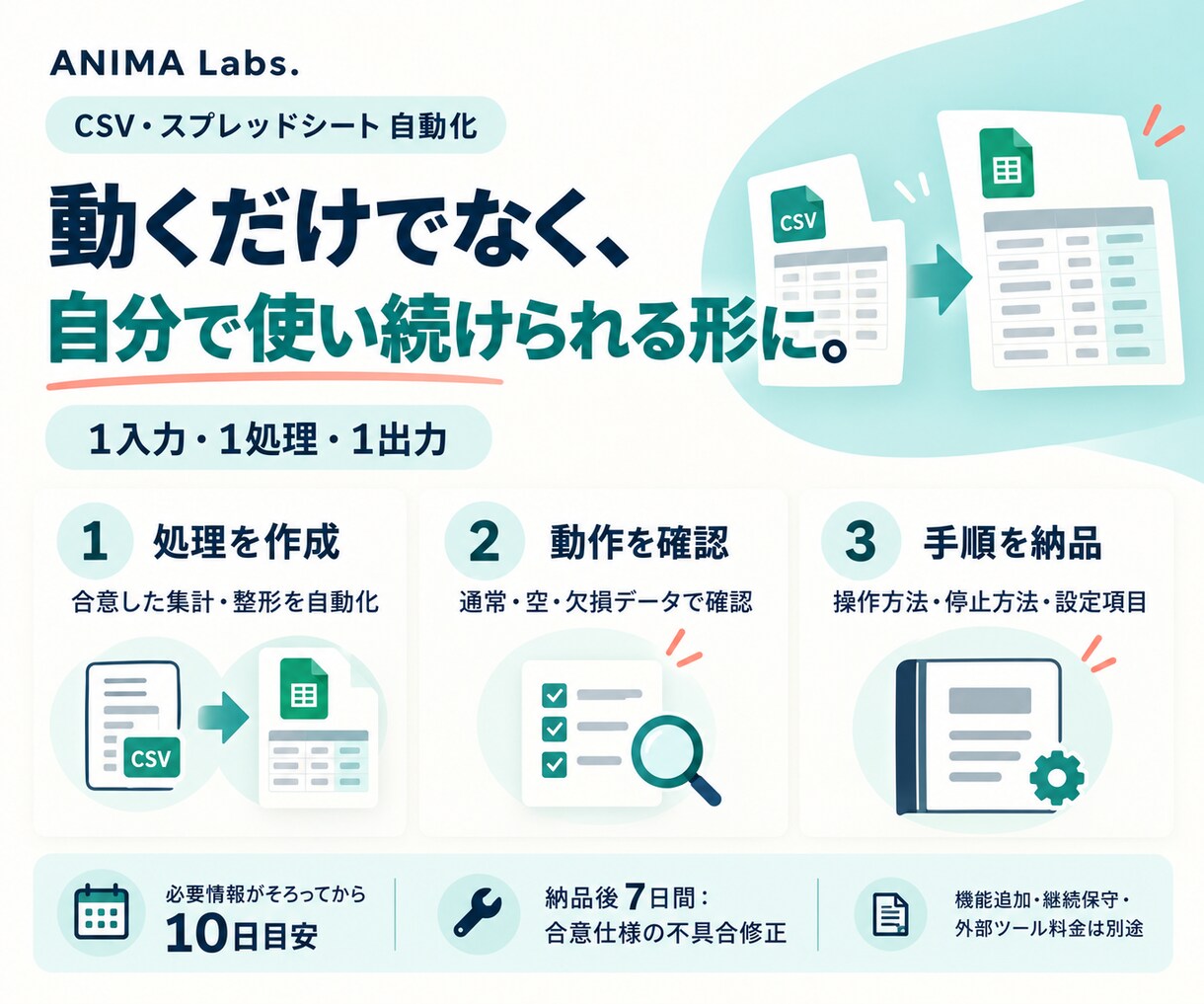 CSV・スプレッドシートの集計を自動化します 繰り返す1作業を、動く処理と操作手順で納品 イメージ2