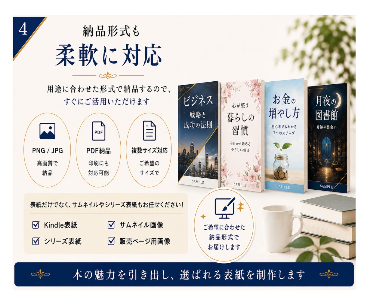 限定5名様（残り3/5）電子書籍の表紙を制作します 内容の魅力が伝わる表紙に整えます イメージ4