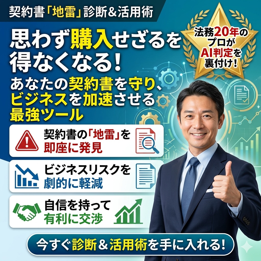 法務20年のプロが契約交渉の実務アドバイスをします AI判定をどうビジネスに活かすか、プロの視点で併走します。 イメージ1