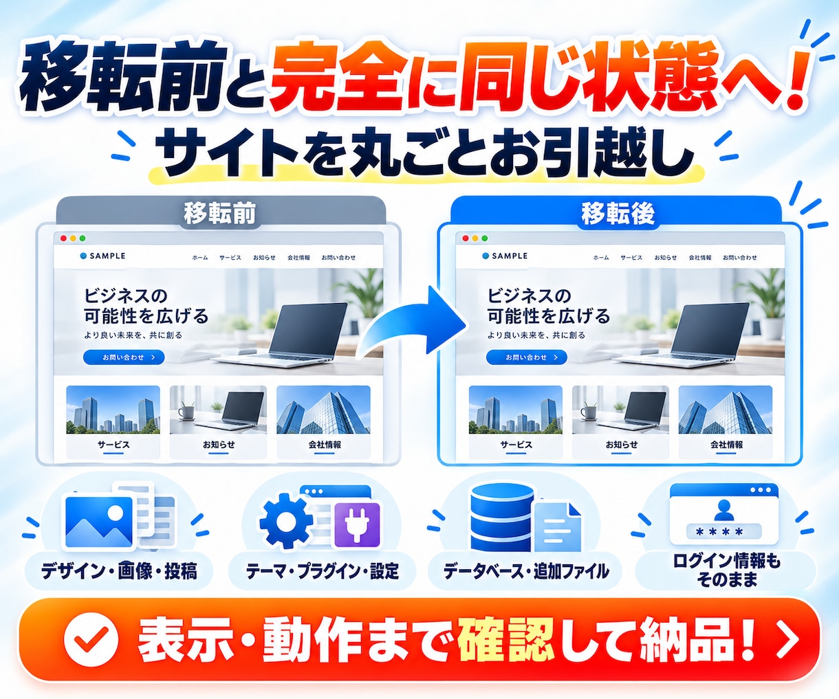 Wordpressのサーバー移転・引越し代行します ほかで断られたワードプレスサイトのご引越しもお任せください！ イメージ4