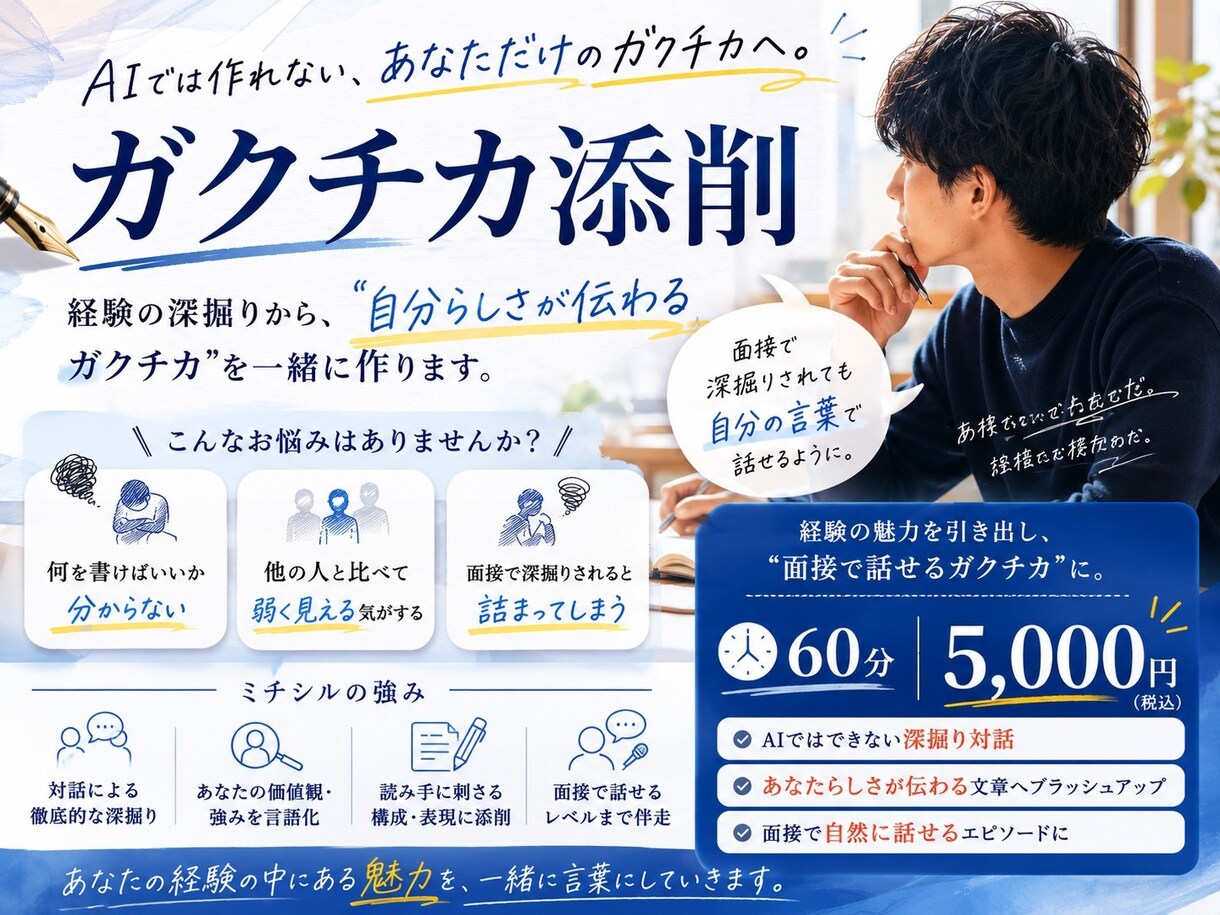 ガクチカを徹底的に仕上げます 経験豊富なコンサルタントがガクチカ対策を手伝います イメージ1