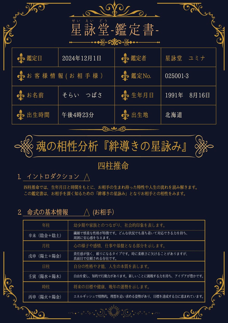 複合占星術から相性を占います 魂の相性分析『絆導きの星詠み』（縁結び） イメージ3