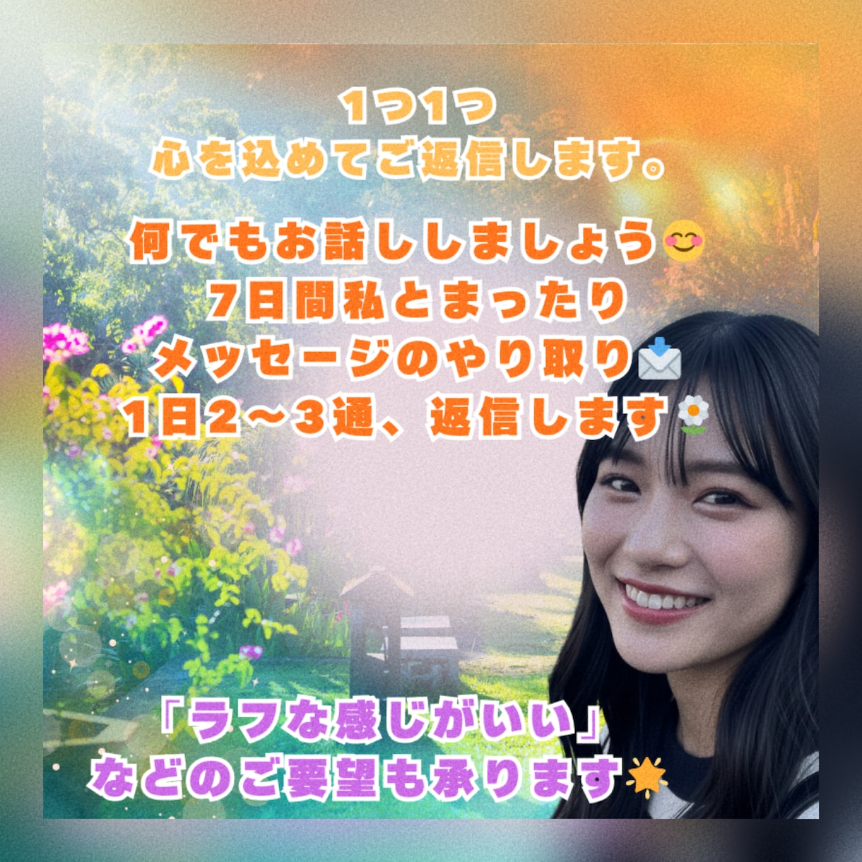 7日間あなた専属の“話し相手”になります お悩み/雑談/恋愛相談/愚痴/習慣化 イメージ1