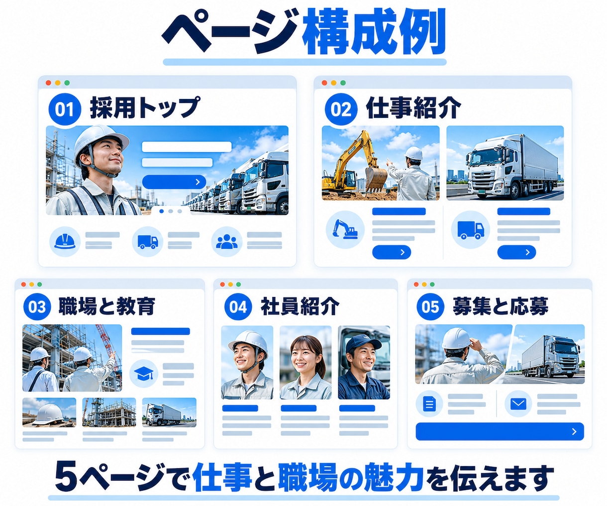 運送・建設業専門の採用サイトを制作します 職人・施工管理・ドライバーが応募しやすい導線を設計 イメージ3