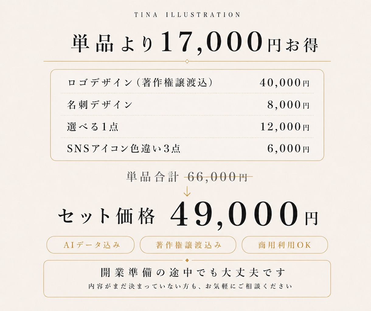 開業4点セット｜ロゴ・名刺・SNS周りを整えます 世界観をそろえて、単品より17,000円お得に イメージ3