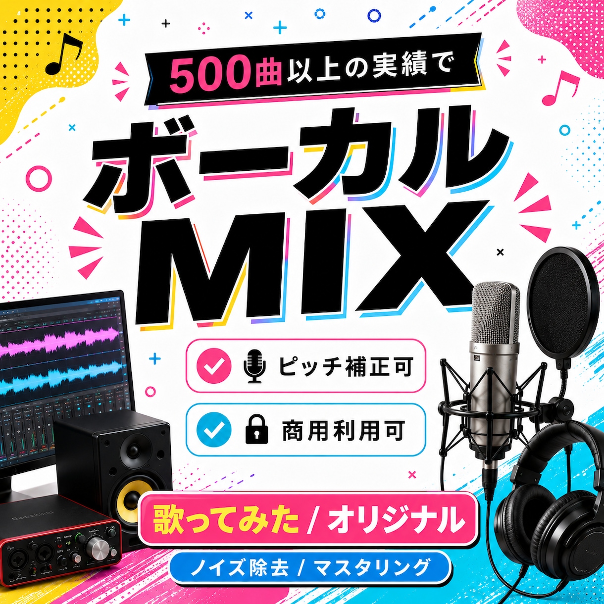 ボーカルを自然で聴きやすくミックスしますます 歌声を楽曲になじませて存在感のある音へ イメージ1