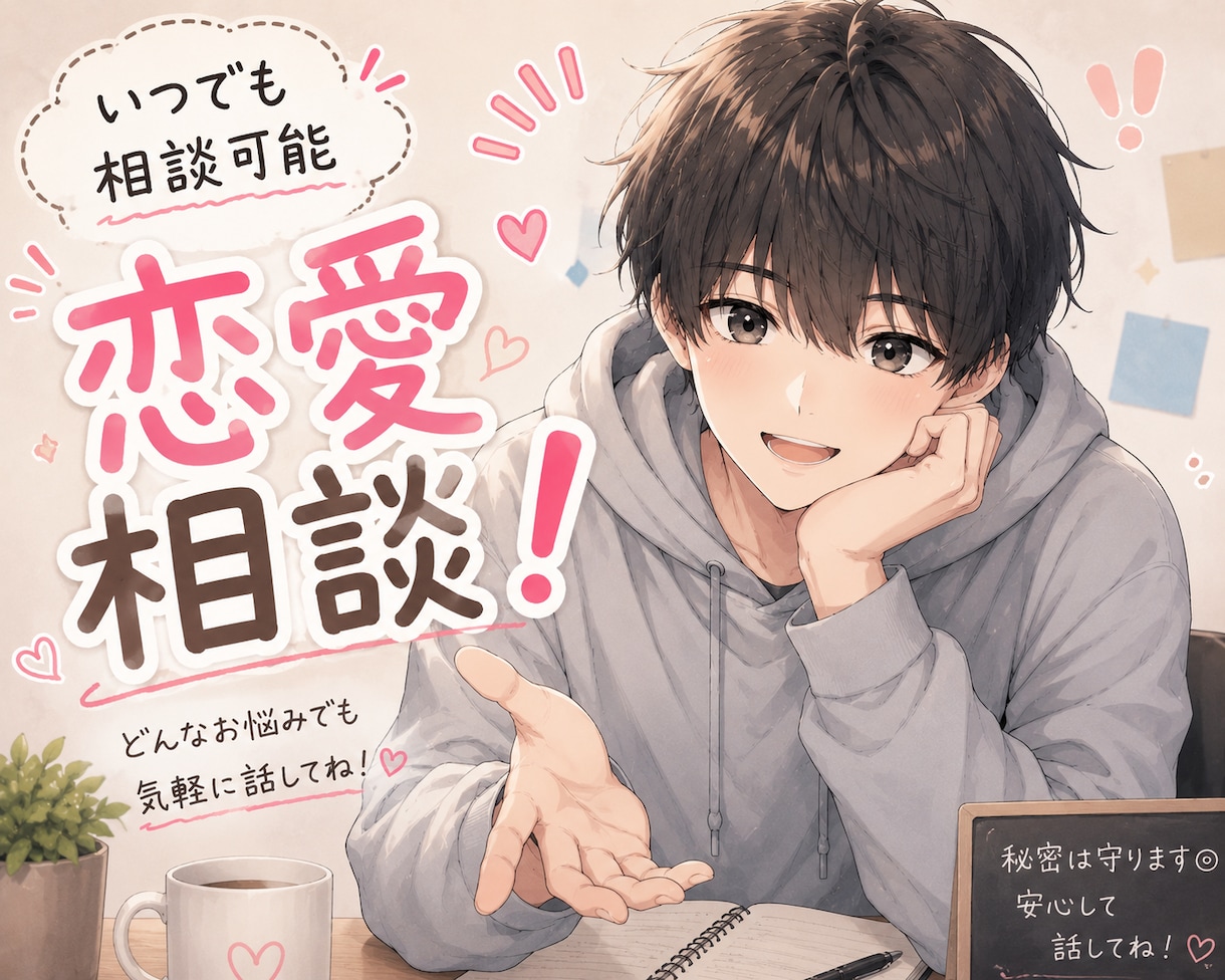 恋愛での必要なこと、色々な相談乗ってます 違う目線からの話をすることでしれない部分もしれます。 イメージ1