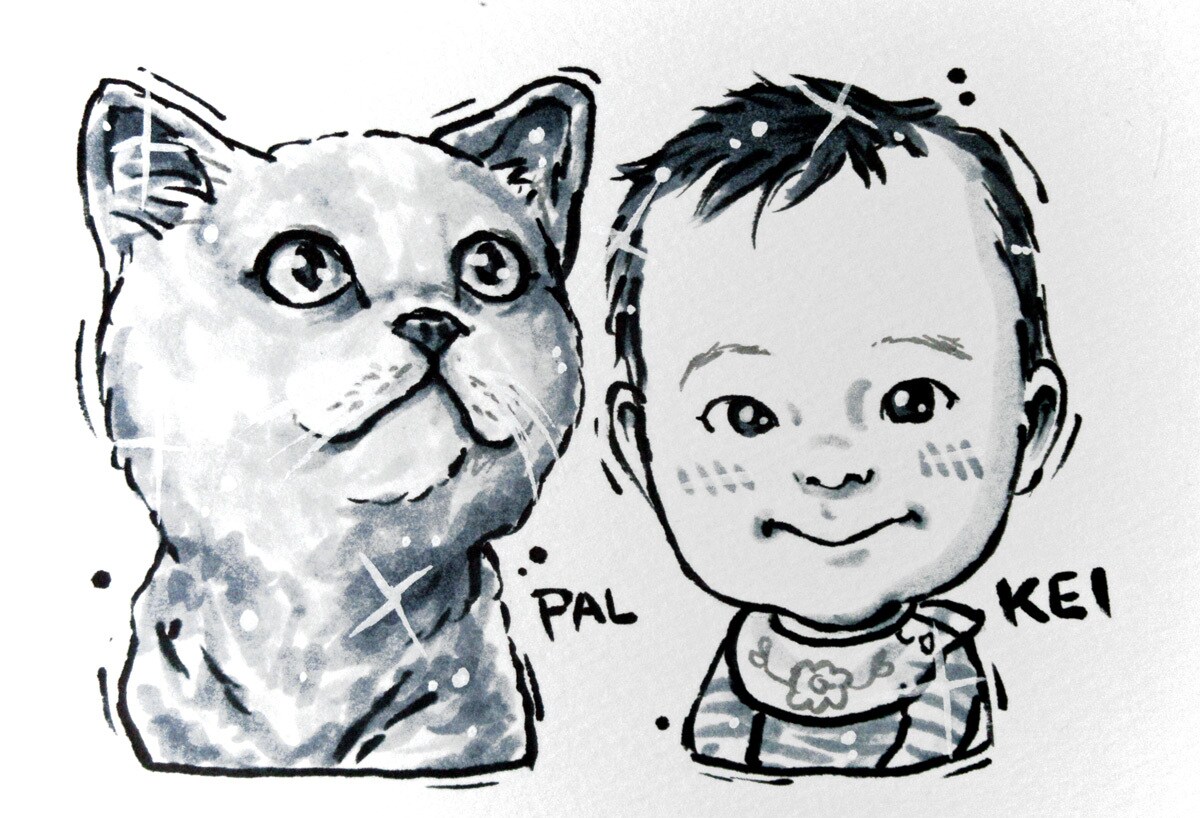 サラッとペンによるモノクロ似顔絵をお描きします 制作納期が短めなコピックペンで白黒でお描きする似顔絵 イメージ3