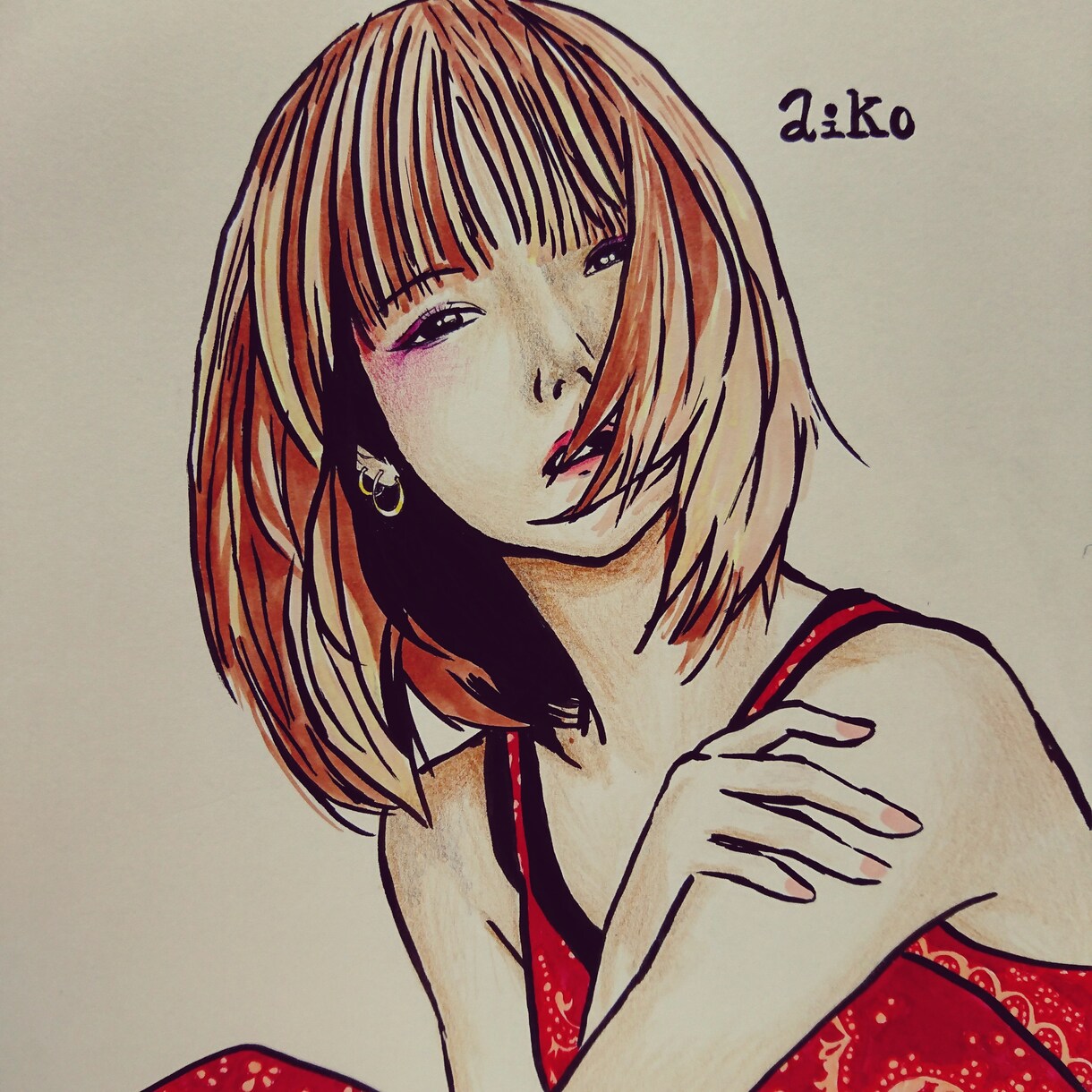 かわいいaikoイラスト描きます お好きな曲に歌詞を添えて、カラフルポップなaikoの似顔絵♪ イメージ4