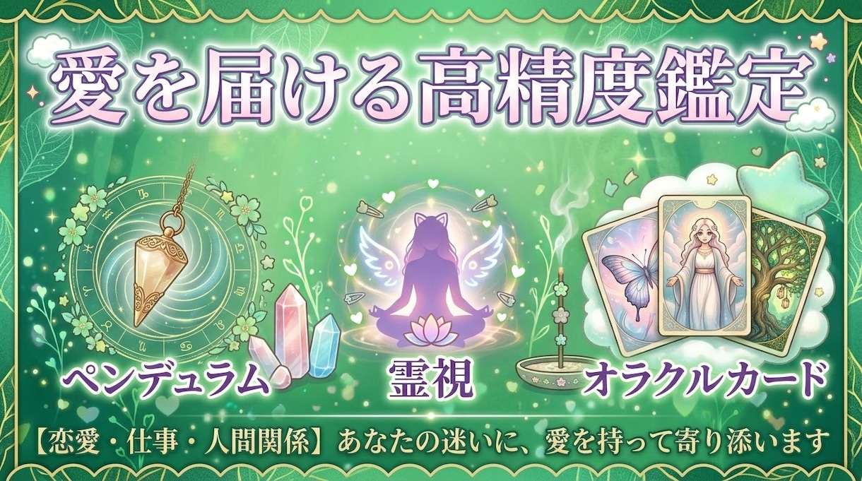 愛を届ける高精度鑑定｜あなたの人生の迷いに答えます 霊視とカード、ペンデュラムであなたの心に寄り添います イメージ1