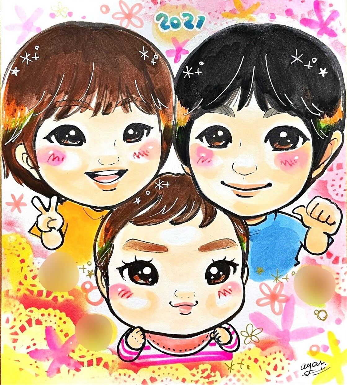 笑顔でキュートなお子様似顔絵描きます お子様の成長のご記録にポップな可愛いタッチで描きます♪ イメージ3