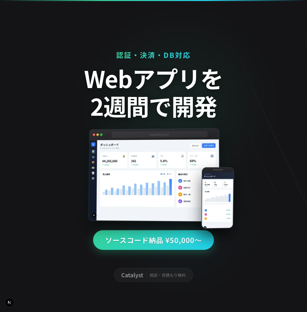 あなたのアイデアをWebアプリにします AI爆速開発｜最短1週間でMVP完成・現役エンジニア導入 イメージ1