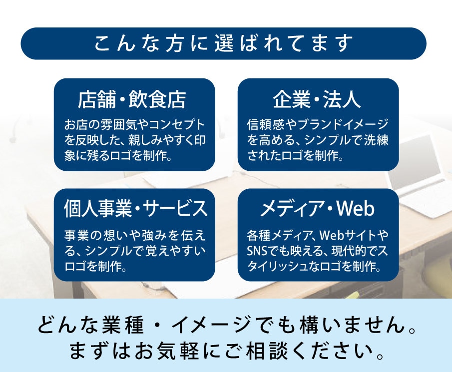 会社・事業の顔になるロゴをプロがデザインします 必要なものに絞ってプロが丁寧に制作するシンプルロゴプランです イメージ3