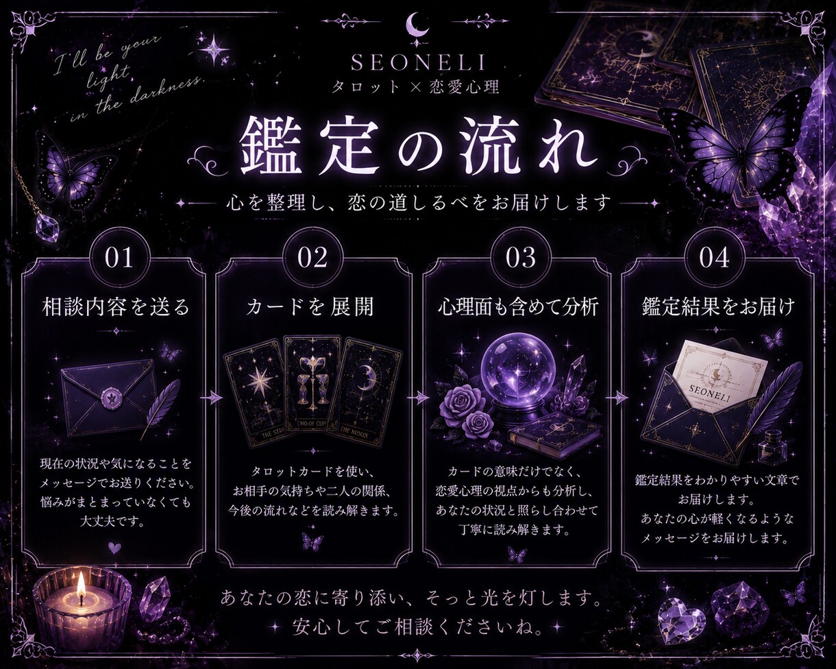 タロット×恋愛心理であの人の気持ちを読み解きます 恋愛心理も交え、言葉にならない想いと二人の関係を紐解きます イメージ4