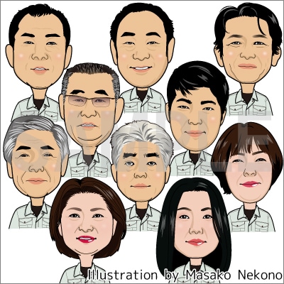 複数名でちょうどいい塩梅のそっくり似顔絵を描きます お揃いの制服やユニホーム姿の似顔絵で統一感、誠実度アップ！ イメージ8