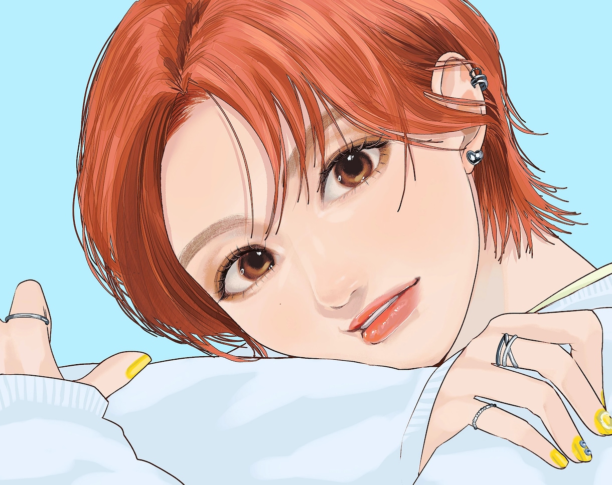 美しい女性、中性的な男性の顔を描きます 美しい顔、ショートカットが得意です イメージ1