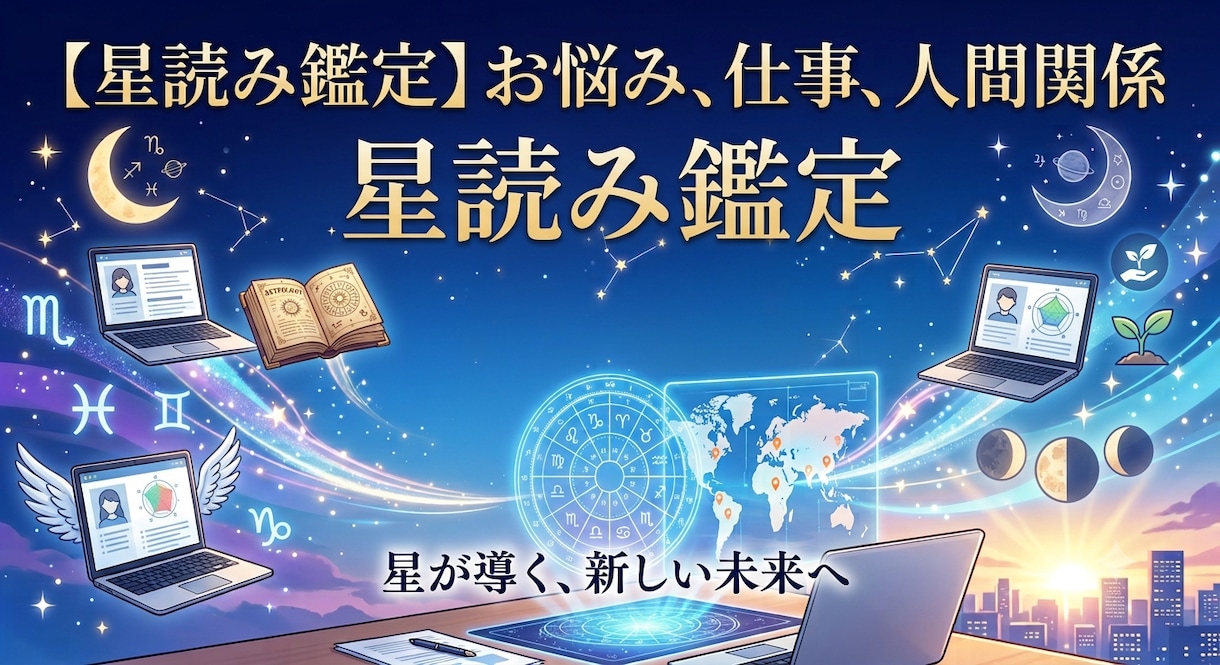 星読み鑑定◆心のモヤモヤを星の配置から紐解きます お悩み1件を精密鑑定◆仕事・人間関係・これからのこと イメージ1