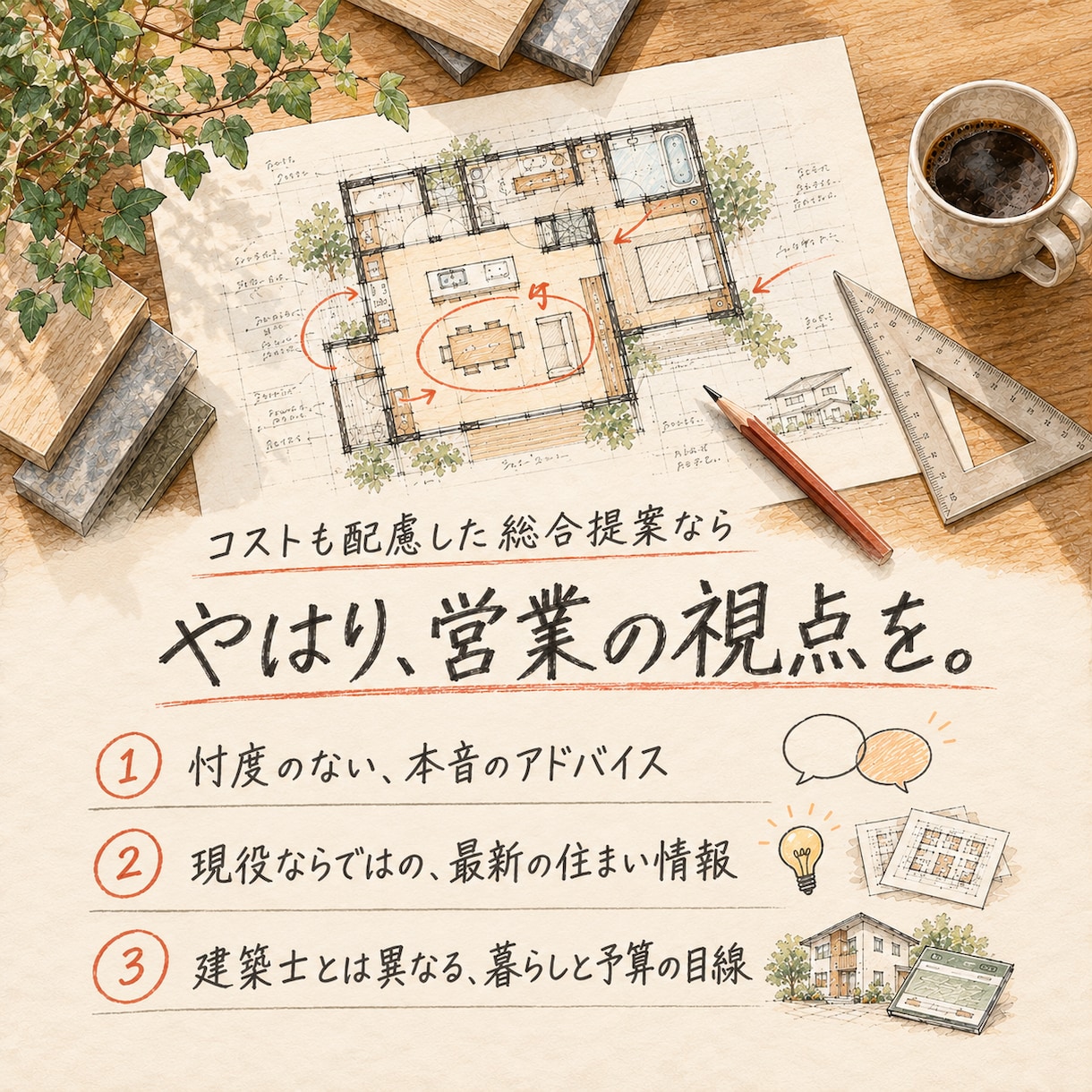 一筋23年現役営業が間取りプラスアップ提案致します この間取りで大丈夫？その悩み、ベテラン営業目線で納得の提案へ イメージ3