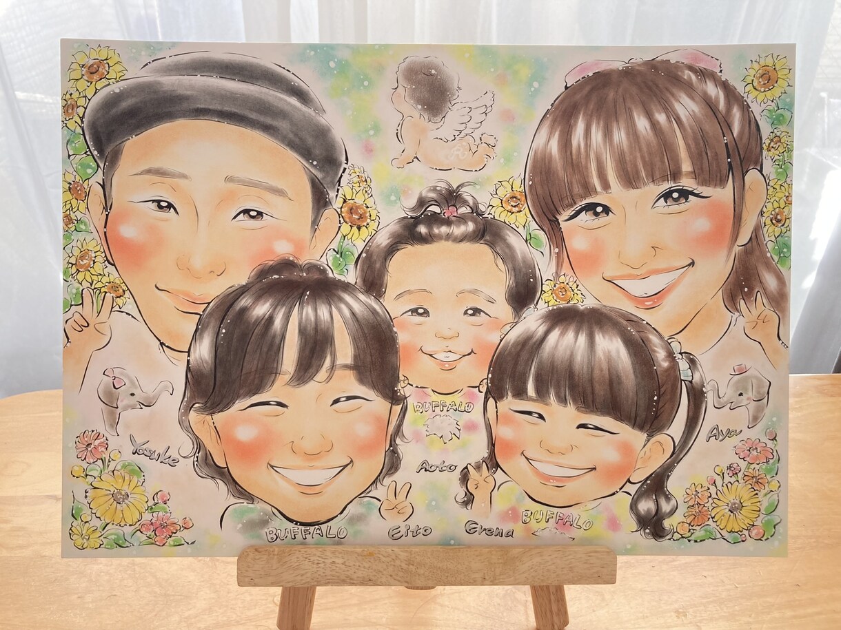 Ａ１サイズ★他にはない特別な似顔絵を承ります ★大人数ウェルカムボードや1番目立つ似顔絵をご希望の方へ イメージ3