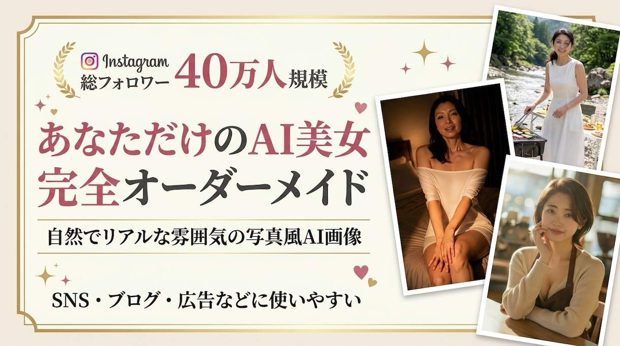 理想の女性像からAI美女を作ります 40万人規模の運用経験が生んだ自然でリアルなAI美女 イメージ1