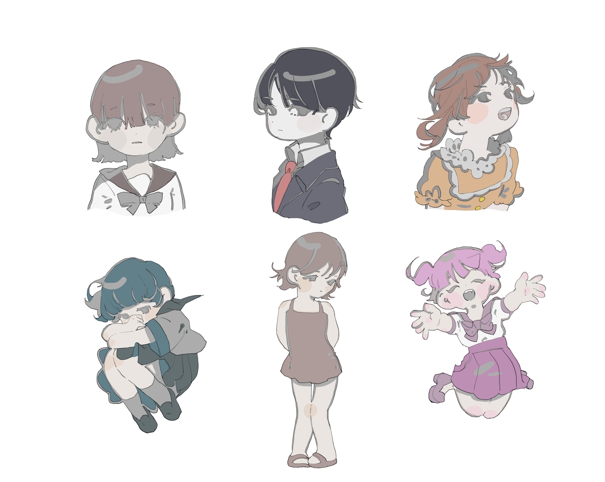 シンプルで可愛らしいミニキャラを描きます SNS用のアイコンなどに！くすみカラーとふんわりテイスト！ イメージ2