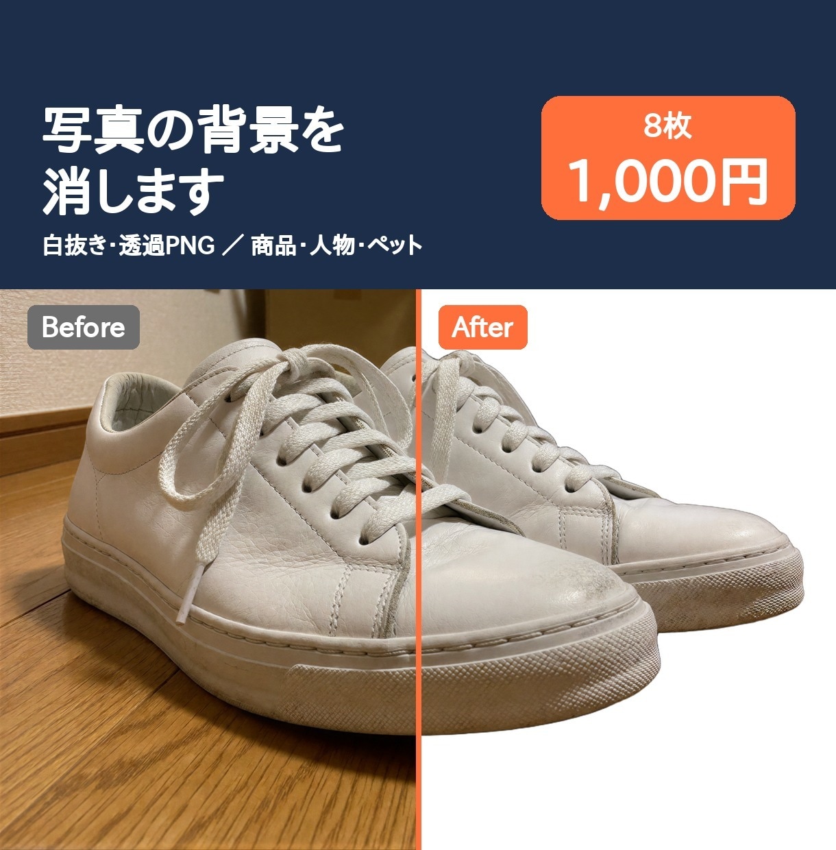 写真の背景を切り抜き、白抜き・透過PNGにします 8枚1,000円｜髪や透明な物も目で確認してお届け イメージ1