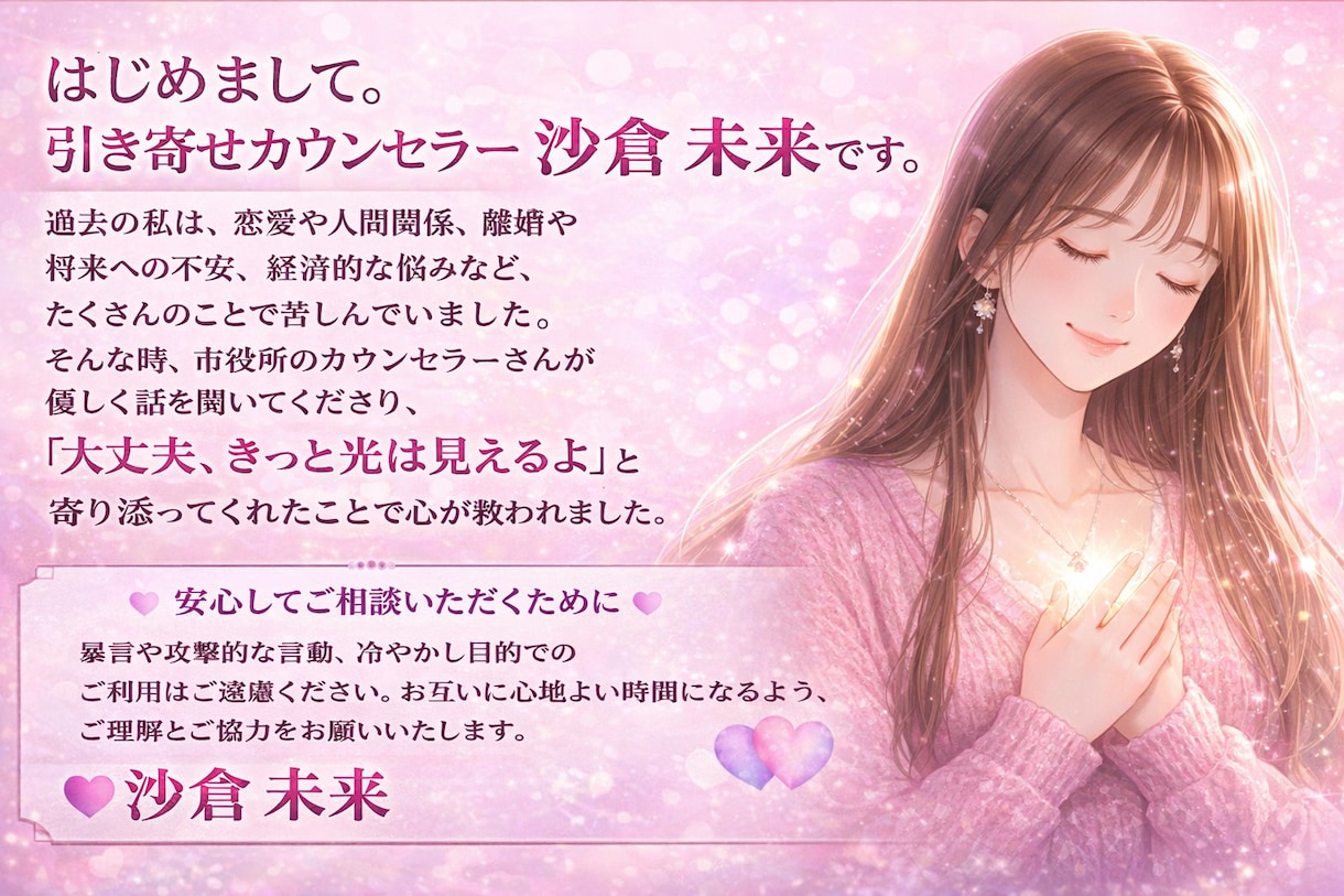 あなたの悩みに寄り添います 引き寄せ体質になって、今日より一歩幸せな未来へ イメージ4