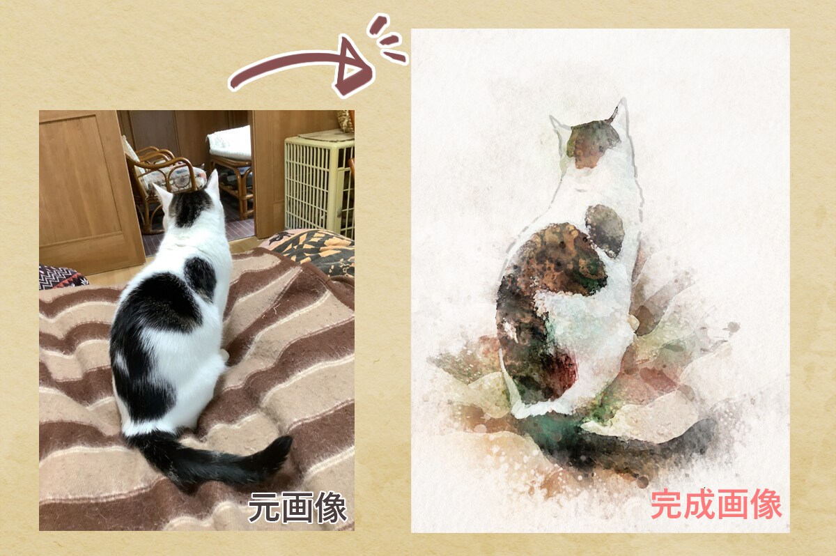 水彩風のペットの似顔絵制作いたします SNSのアイコンやスマホの待ち受けに イメージ5