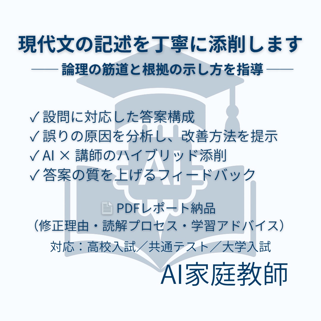 現代文の記述添削｜論理的な解答を導きます 論理の筋道・根拠の示し方を指導 イメージ1