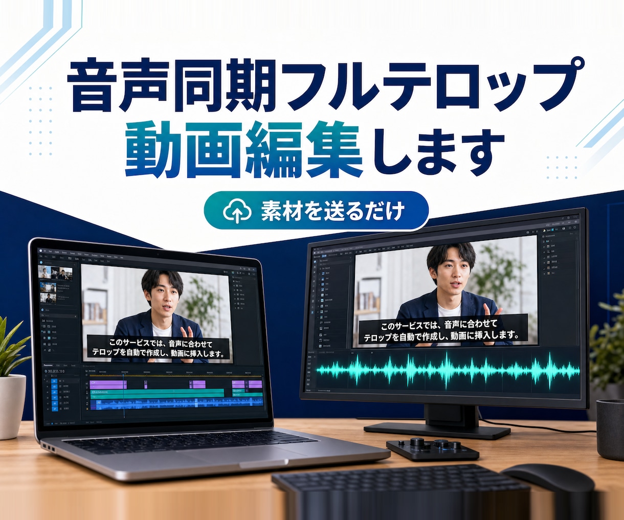 音声同期フルテロップ対応の動画編集をします 素材を送るだけ。音声同期フルテロップを毎回そろえます イメージ2