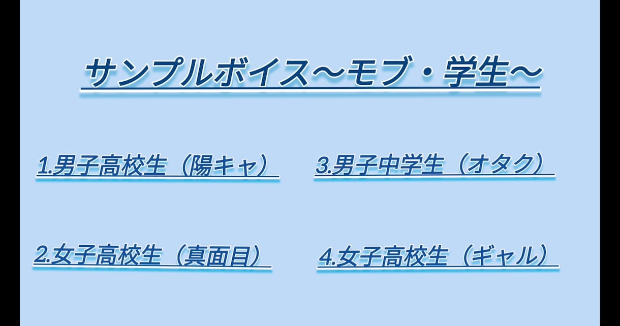 モブ演じ分けます モブ10役を1人で演じ分け、タイミング調整も対応します イメージ1