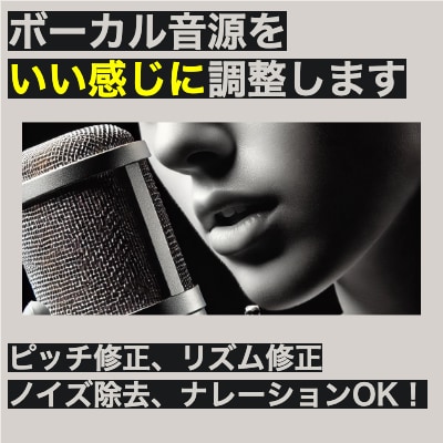 ボーカル音源をいい感じに調整します 楽曲の他、ナレーションボイスでもOK イメージ1