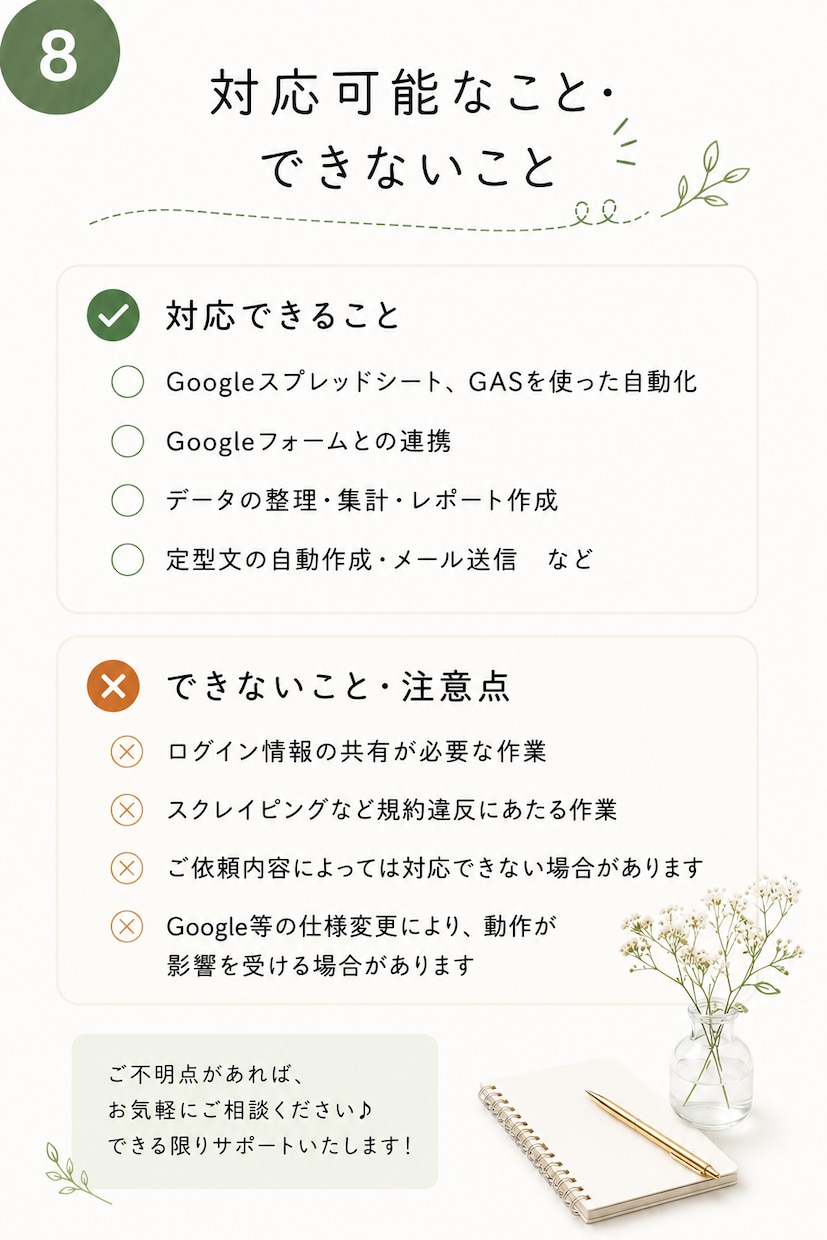 スプレッドシートの面倒な作業を自動化します 人がやらなくていい作業を、仕組みにします イメージ8