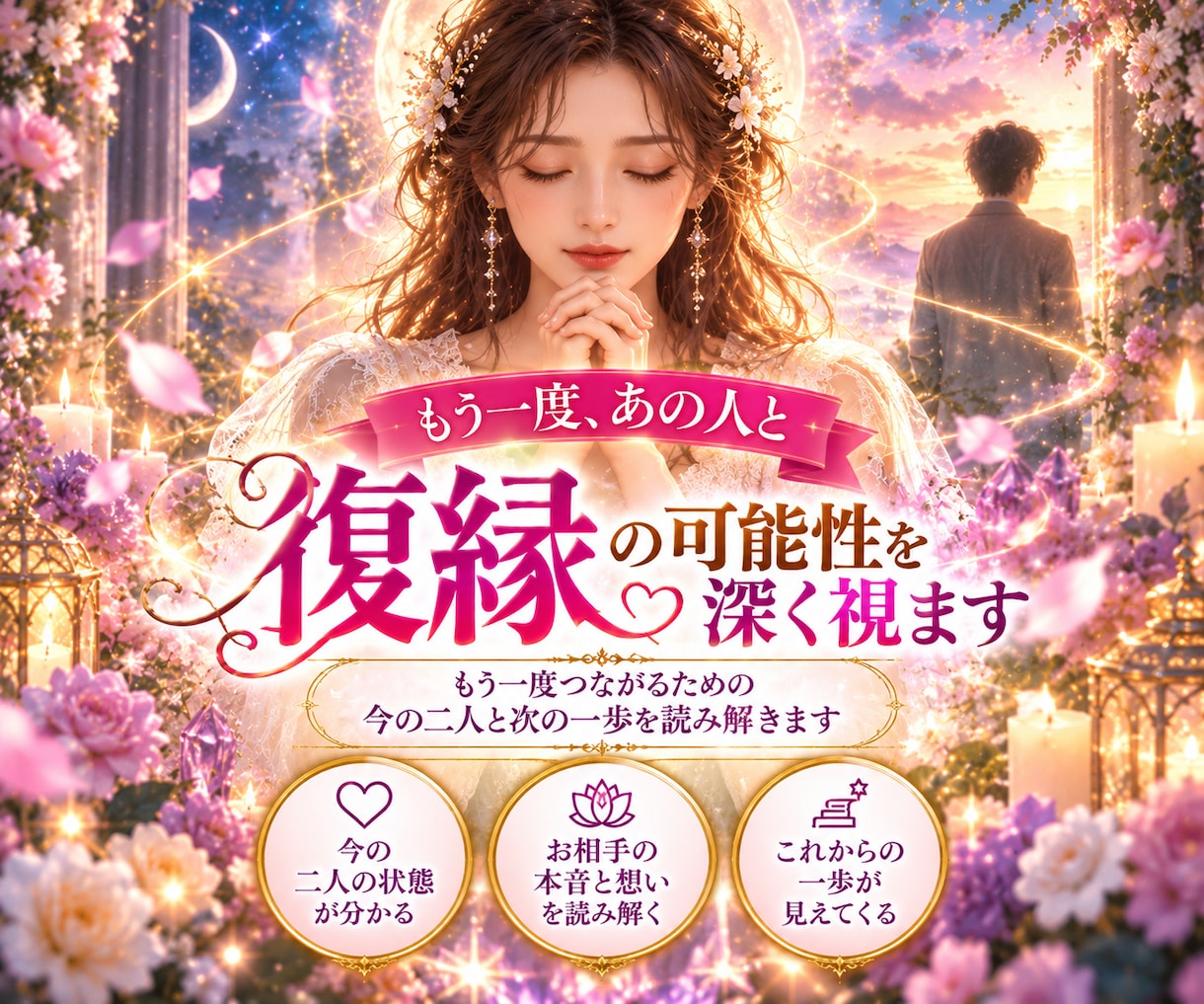 別れたあの人との復縁の可能性を深く視ます もう一度つながるための今の二人と次の一歩を読み解きます イメージ1