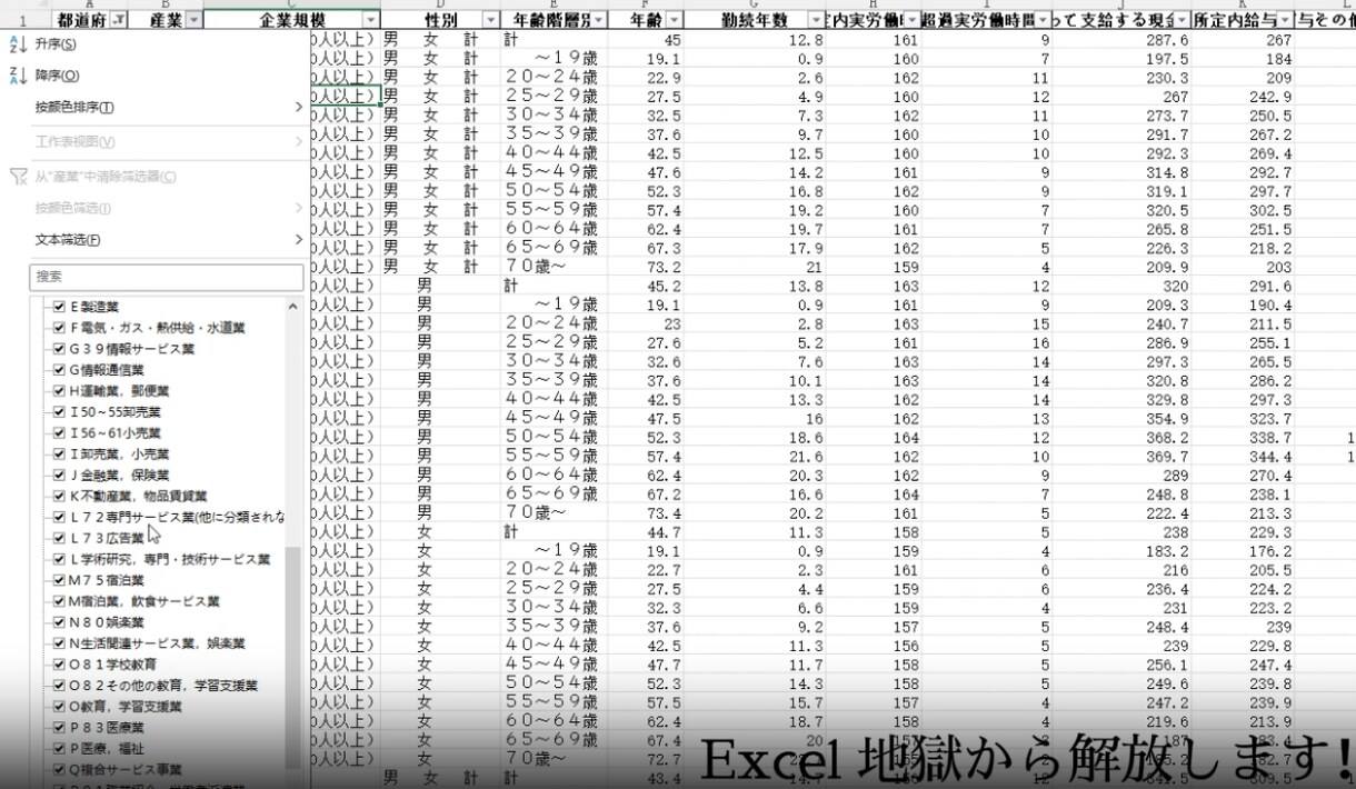 eStat賃金構造基本統計調査 データ自動加工ます Excel地獄から解放、業務効率化を支援します イメージ2