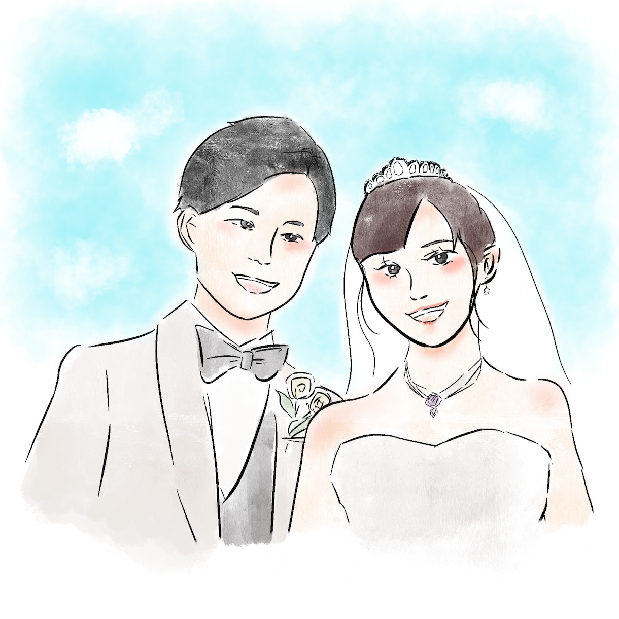 ウェルカムボードにぴったりな似顔絵描きます ウェディングのお祝いにぴったり！優しいタッチのイラストです。 イメージ8