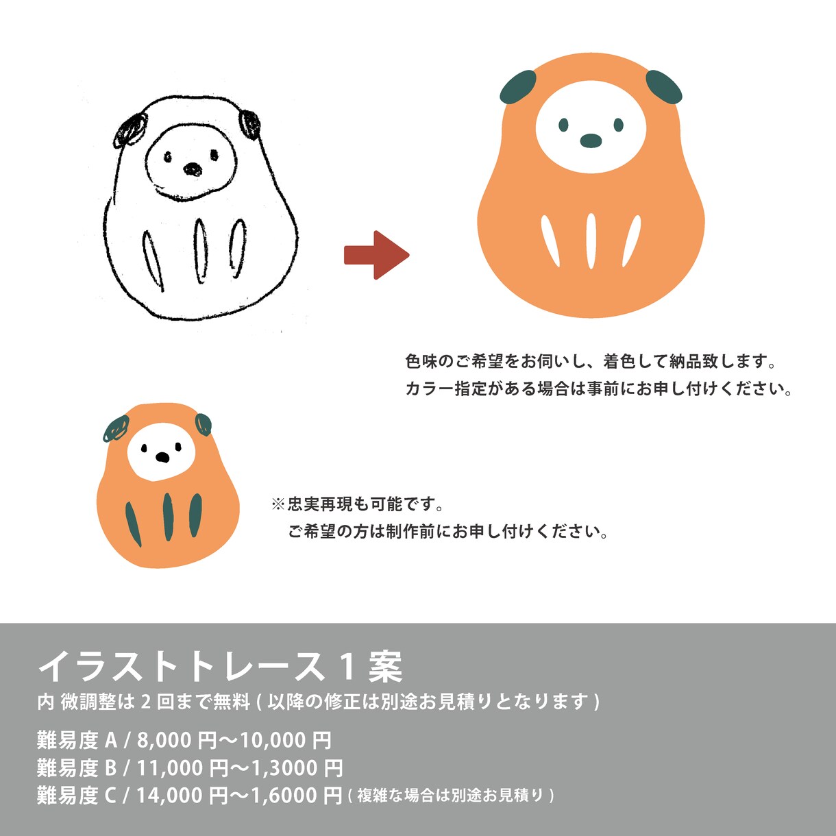 手書きのイラストからロゴデータをお作りします 文字入れ・名刺制作もOK！現役デザイナーが丁寧に制作します。 イメージ2
