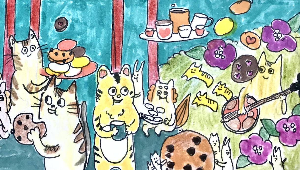 可愛い×鮮やか☆ポップな一枚絵を制作します お届け4日以内・ラフ二案分ご提案☆販売・宣伝に使えます！ イメージ1