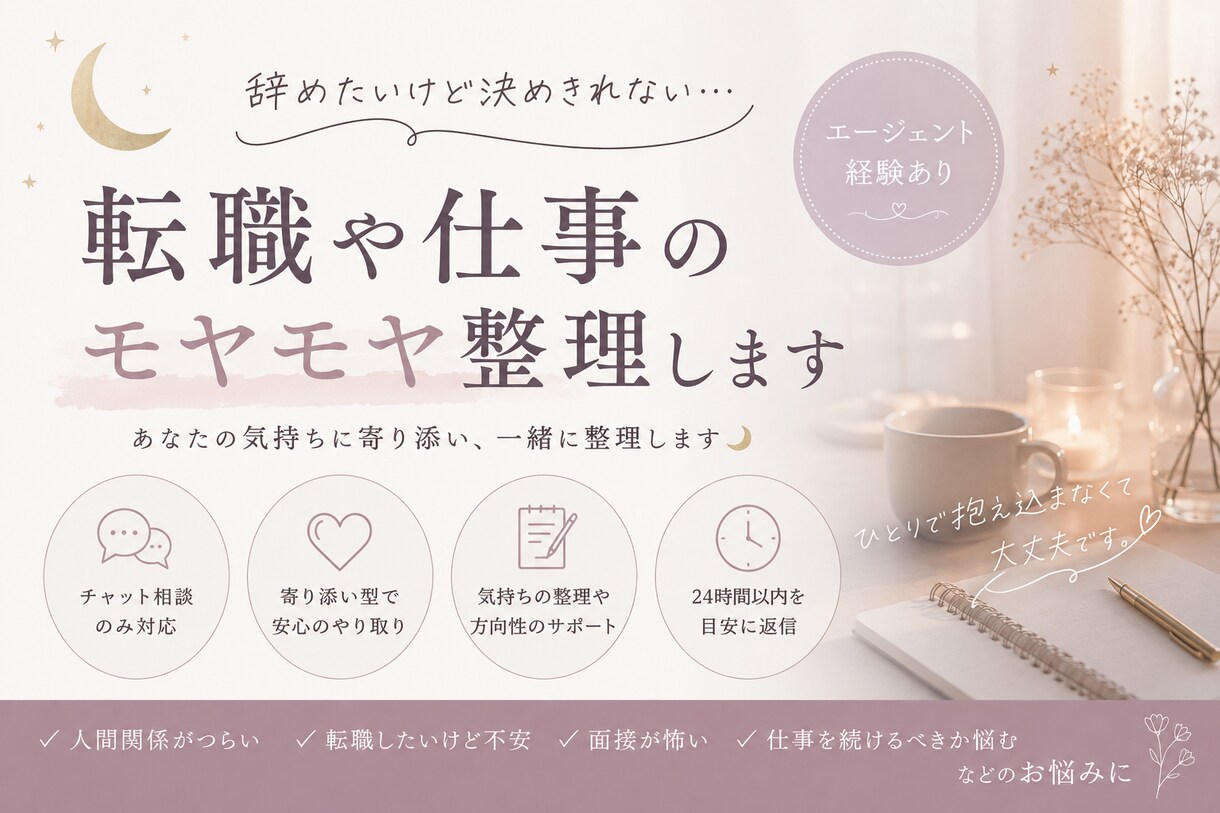 転職や仕事のモヤモヤ整理します 転職・仕事・人間関係のモヤモヤ聞きます イメージ1